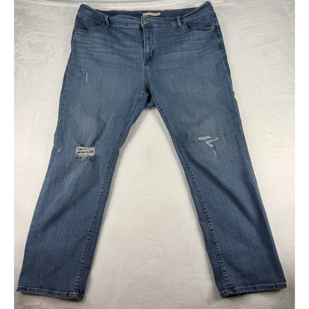 Levi's Women's Size 20W 724 High Rise Straight Jeans - Light / Distressed